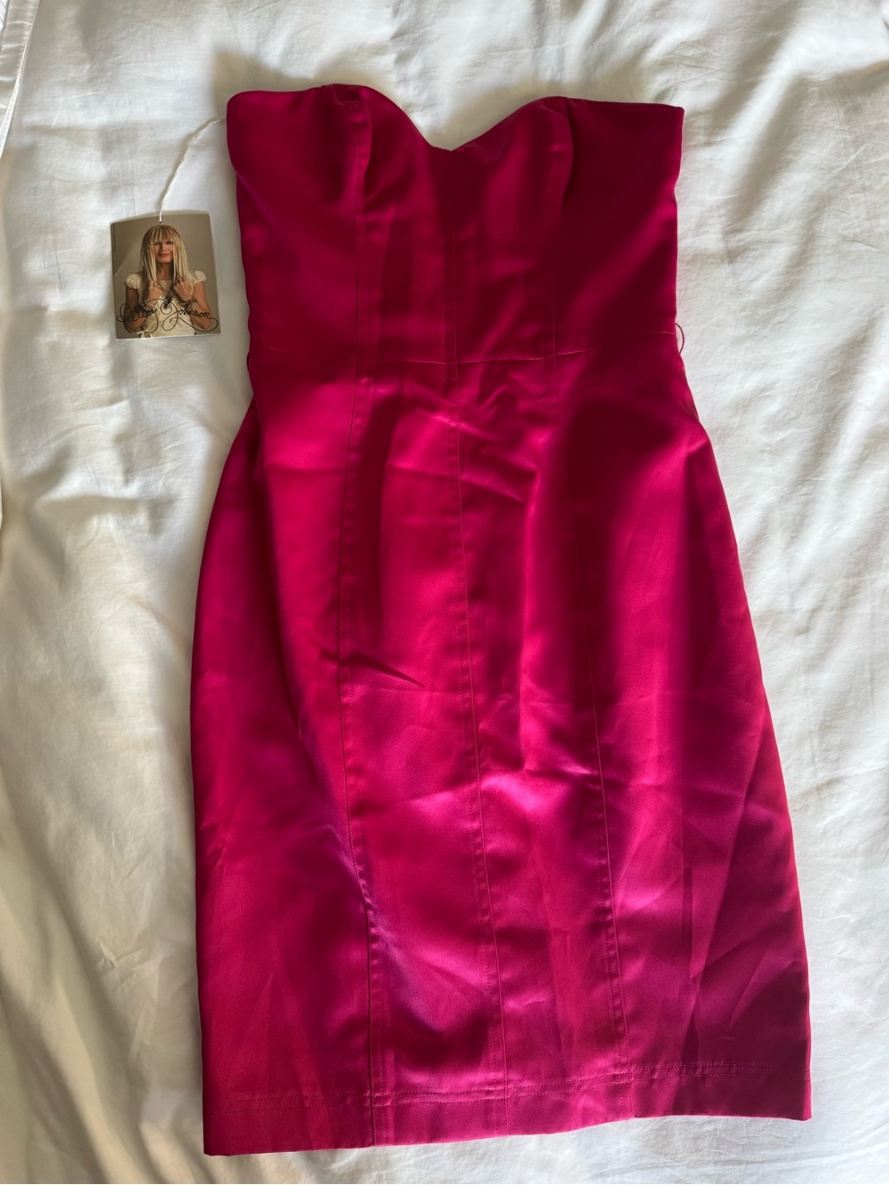 Betsey Johnson Vintage Strapless Hot Pink Sheath Dress